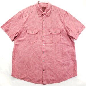 Foundry Shirt Mens 2XLT Pink 100% Cotton Chambray Pockets Classic Button-Up